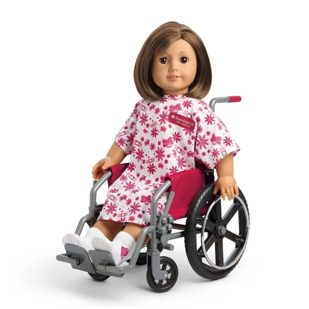 Retired RARE American Girl Doll 18” Wheel Chair Wheelchair Purple Hospital Gown